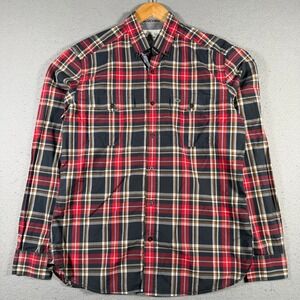 Lacoste Slim Fit Plaid Button Down Shirt Men Size 40 Red Black White Long Sleeve